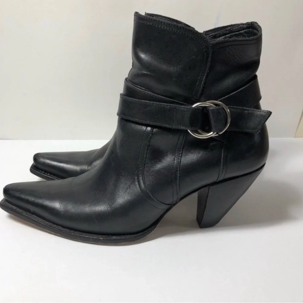Charlie 1 Horse Handcrafted Leather Cowgirl Black Boots. Size 8. - Picture 3 of 9